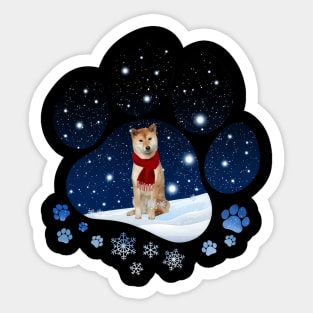 Snow Paw Shiba Inu Christmas Winter Holiday Sticker